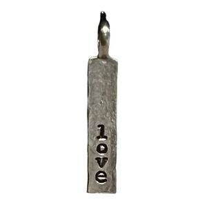 Thirty-One JK Love Rev Stamp Charm Antique Pewter Tone 2" Length New